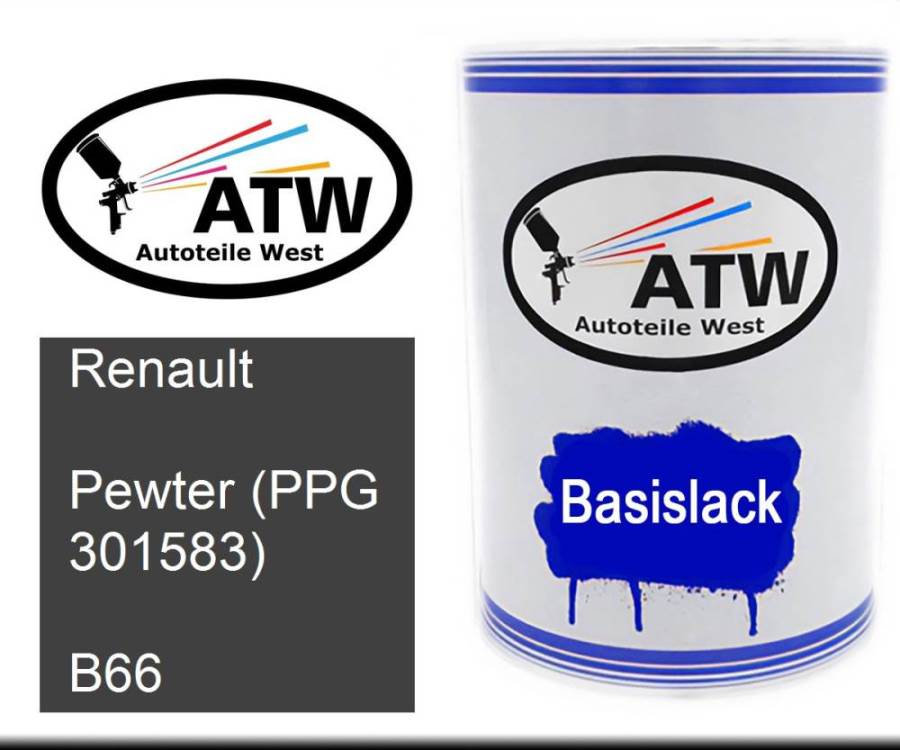 Renault, Pewter (PPG 301583), B66: 500ml Lackdose, von ATW Autoteile West.